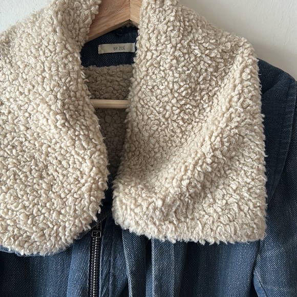 Denim shearling Moto Jacket by Zoé - Picture 3 of 11